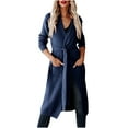 thumbnail image 1 of ShomPort Womens Fall Fashion Knit Cardigan with Straps Casual Long Sleeve Solid Color Coat with Pockets, 1 of 6