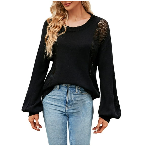 ShomPort Womens Fall Fashion Sweaters Long Sleeve Crew Neck Solid Color Knitted Pullover Jumper