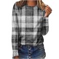 thumbnail image 1 of ShomPort Womens Fall Fashion Tops Casual Loose Long Sleeve Crewneck Color Block Blouse T-Shirt, 1 of 3