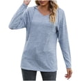 thumbnail image 1 of ShomPort Womens Fall Long Sleeve Hoodie Solid Color Lounge Sweatshirt Hooded Neck Pullover Tunic Tops, 1 of 5