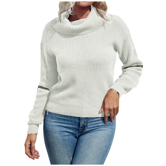 ShomPort Womens Fall Long Sleeve Turtleneck Casual Solid Color Knitted Pullover Sweater Jumper Tops