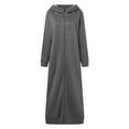 thumbnail image 1 of ShomPort Womens Fall Plus Size Sweatshirt Zip up Dress Hoodie Casual Loose Long Length Outwear Coat, 1 of 7