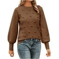 thumbnail image 1 of ShomPort Womens Fall Sweater Puff Long Sleeve Round Neck Pullover Loose Casual Jumper, 1 of 1