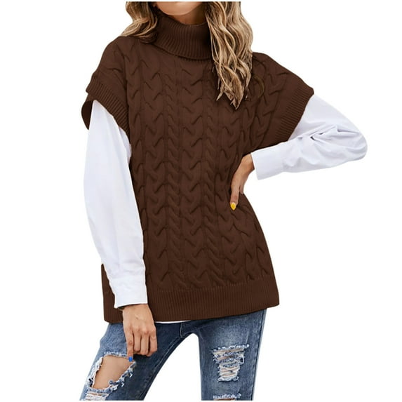 ShomPort Womens Fall Winter Short Sleeve Pullover Sweater Turtleneck Casual Loose Knit Sweaters