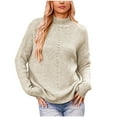thumbnail image 1 of ShomPort Womens Fall Winter Turtleneck Oversized Sweaters Long Sleeve Pullover Loose Thick Knit Tops, 1 of 7