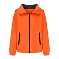 thumbnail image 1 of ShomPort Womens Fall Zip up Hooded Jackets Casual Long Sleeve Solid Color Coat with Zipper Pockets, 1 of 5