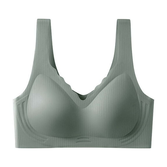 ShomPort Womens Fixed-Cup Bras Solid Color Push Up Wireless U-Back Wide Straps Comfort Breathable Underwear