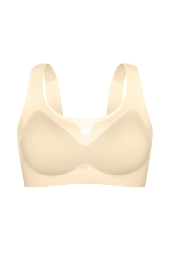 Womens Fixed Cup Bras Wireless Push Up Padded U-Back Breathable Solid Color Workout Daily Underwear