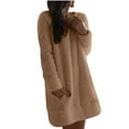 thumbnail image 1 of ShomPort Womens Fleece Comfy Soft Pullover Tops Long Dress Fuzzy Oversized Sweatshirts with Pockets Loungewear (Coffee 11), 1 of 5