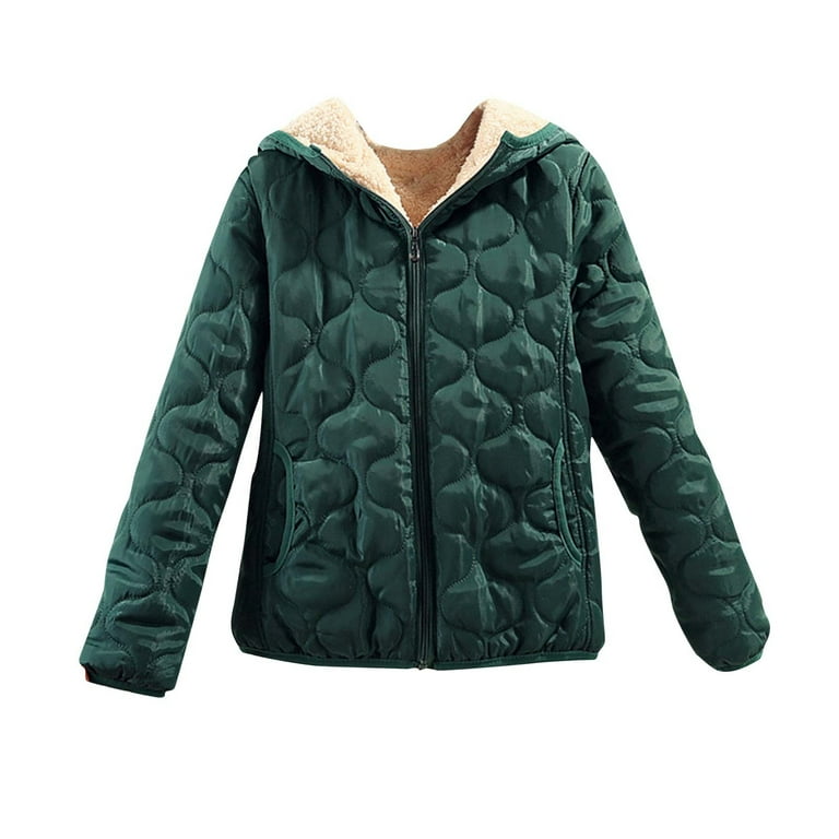 ShomPort Womens Fleece Lined Quilted Jacket Long Sleeve Solid