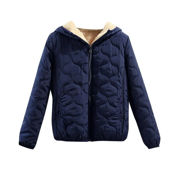 Womens navy quilted coat cheap