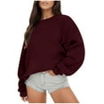 thumbnail image 1 of ShomPort Womens Fleece Sweatshirts Crew Neck Pullover Sweaters Casual Comfy Fall Fashion Outfits, 1 of 5