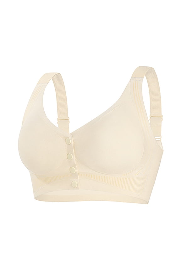 Womens Front Closure Seamless Underwear Adjustable Wide Straps U-Back Wireless Soft Everyday Bras