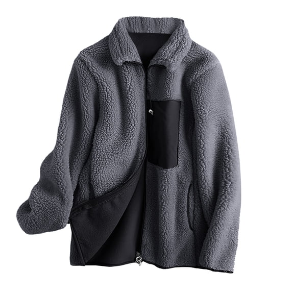 ShomPort Womens Fuzzy Fleece Jacket Winter Casual Zip up Oversized Warm Sweatshirt Coat with Pockets (Gray 23)