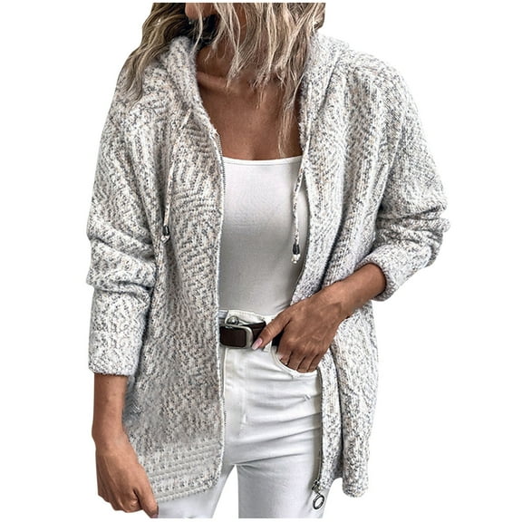 ShomPort Womens Fuzzy Fleece Jacket Zip up Oversized Winter Warm Sweatshirt Hoodies Fall Clothes