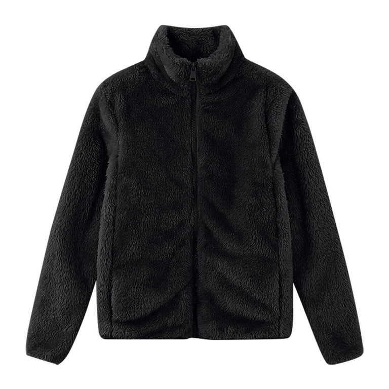 Black fuzzy zip up jacket shop