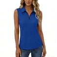 thumbnail image 1 of ShomPort Womens Golf Shirts 1/4 Zip Collared Sleeveless Sun Protection Athletic V-Neck Summer Tennis Tops, 1 of 6