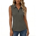 thumbnail image 1 of ShomPort Womens Golf Shirts 1/4 Zip Collared Sleeveless Sun Protection Athletic V-Neck Summer Tennis Tops, 1 of 6