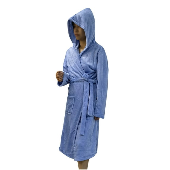 ShomPort Womens Hooded Plush Warm Robe, Fleece Cozy Bathrobe Fuzzy Female Robe with Pockets