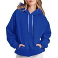 thumbnail image 1 of ShomPort Womens Hooded Sweatshirt Long Sleeve Pullover Oversized Drawstring Causal Office Outwear with Pockets, 1 of 7