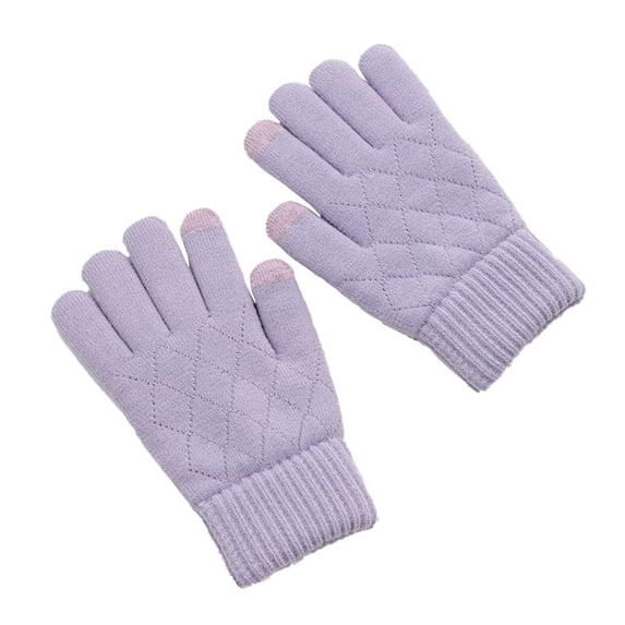 ShomPort Womens Knitted Winter Gloves Touch-Screen Solid Color Textured Comfort Soft Lightweight Warm Mittens