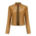 thumbnail image 1 of ShomPort Womens Leather Jacket Fashion Biker Jackets Fall Zip-Up Slimming Coat with Pockets, 1 of 7