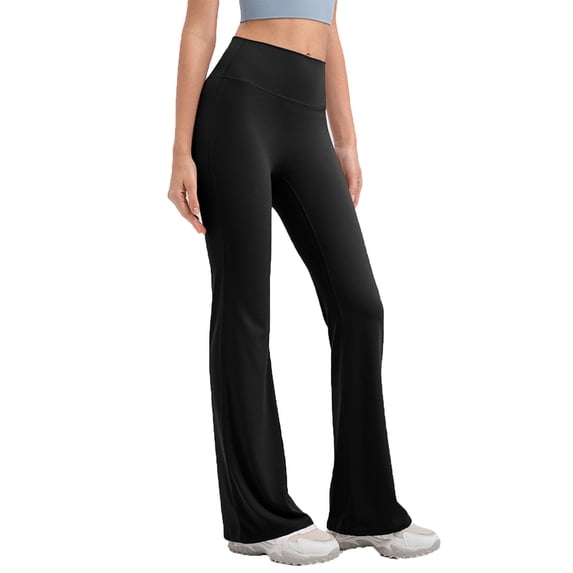 ShomPort Womens Leggings Solid Color Flare Leg Pants Basic Bootcut Yoga Pants Workout Daily Activewear