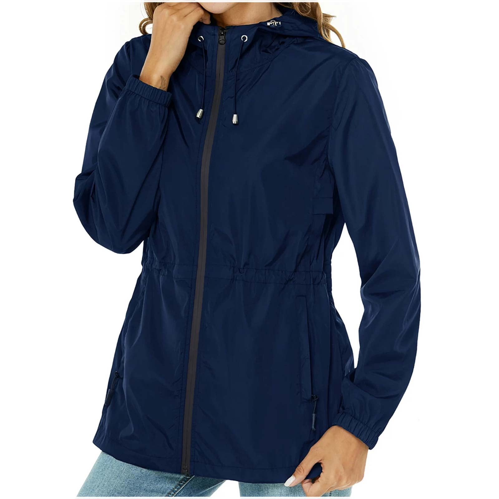 ShomPort Womens Lightweight Rain Jacket Zip up Hooded Raincoat