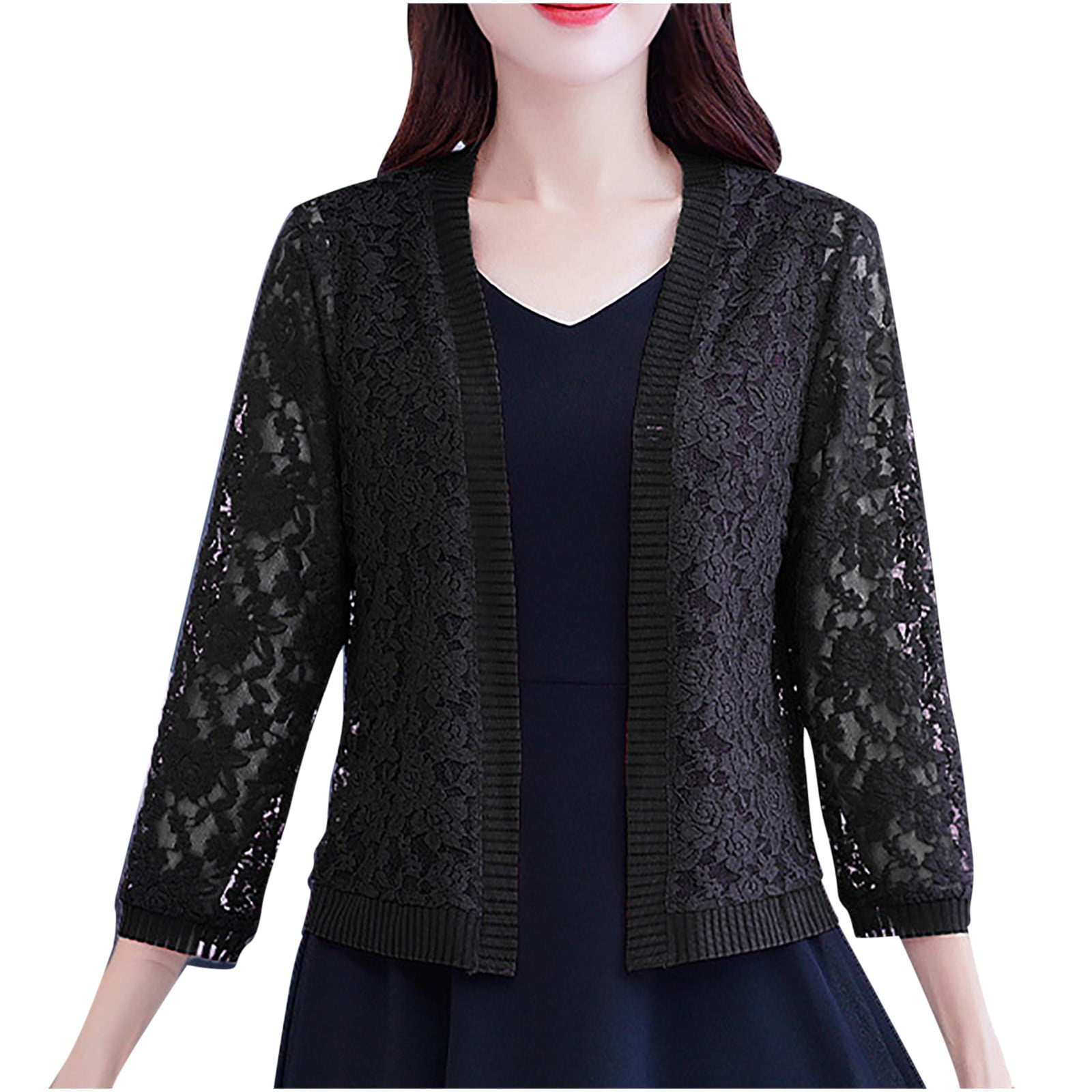 Covered Arm Cardigan Long Sleeve Shirt Dress main image 1