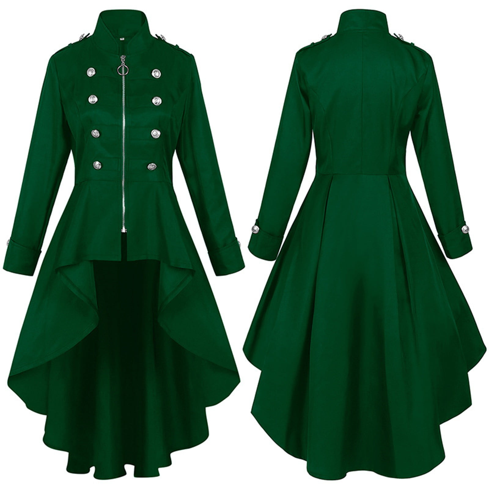 ShomPort Womens Long Tuxedo Gothic Trench Coat Front Zipper