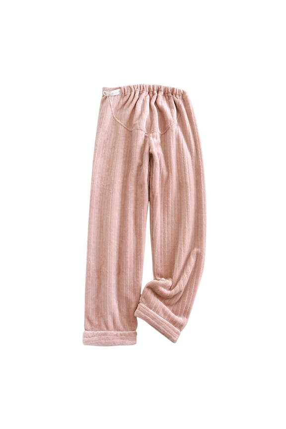 Womens Maternity Fleece Pajamas Adjustable Elastic Waist Wide Leg Comfort Pants Fall Winter Warm Pregnancy Homewear