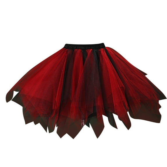 ShomPort Womens Mesh Tulle Mini Skirts Elastic Waist Trendy Puffy Skirts Vintage Bubble Dance Short Skirts Prom Dress Up (XX-Large, Wine)