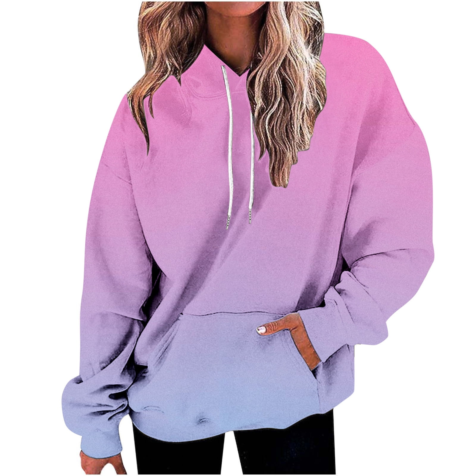 Wicked -   Pink Blue Logo - Ladies Oversized Fleece Hoodie Sweatshirt main image 1
