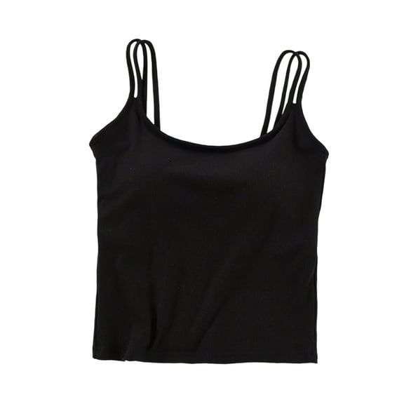 ShomPort Womens Padded Pajamas Sleeveless Solid Color U-Neck Ribbed Straps Cotton Comfort Sleepwear Soft Basic Layer Tank Tops