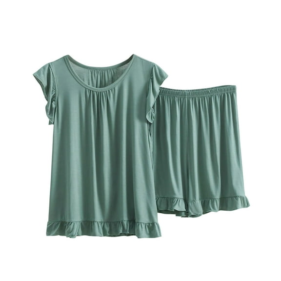 ShomPort Womens Pajamas 2 Piece Short Sleeve Sleepwear Set Summer Soft Plus Size Loungewear Outfits XL-8XL