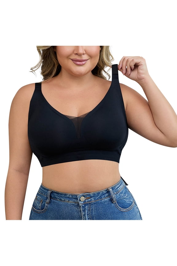 Womens Plus Size Bras Full Coverage Adjustable Strap U-Back Supportive Breathable Daily Underwear