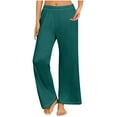 thumbnail image 1 of ShomPort Womens Plus Size Pajamas Bottoms Straight Leg Elastic High Waist Solid Color Full Length Breathable Everyday Loungewear, 1 of 7