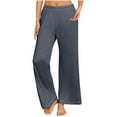 thumbnail image 1 of ShomPort Womens Plus Size Pajamas Bottoms Straight Leg Elastic High Waist Solid Color Full Length Breathable Everyday Loungewear, 1 of 7