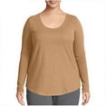 thumbnail image 1 of ShomPort Womens Plus Size Tops Round Neck Breathable Long Sleeve Lightweight Loose Daily Outwork Stretchy Shirts, 1 of 2