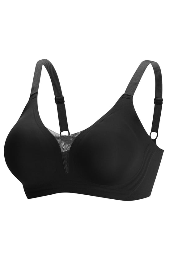 Womens Plus Size Underwear Adjustable Straps Full Coverage Solid Color U-Back Push Up Daily Workout Bras