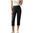 thumbnail image 1 of ShomPort Womens Pull On Jean Capris Straight Slim with Pockets Stretchy Active Washed Denim Capri Pants, 1 of 7