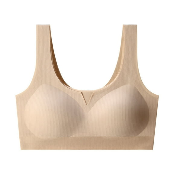 ShomPort Womens Seamless Bras U-Back Padded Regular Strap Wireless Supportive Solid Color Athletic Underwear