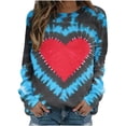 thumbnail image 1 of ShomPort Womens Tie Dye Sweatshirts Long Sleeve Round Neck Color Block Print Casual Pullover Tops, 1 of 3