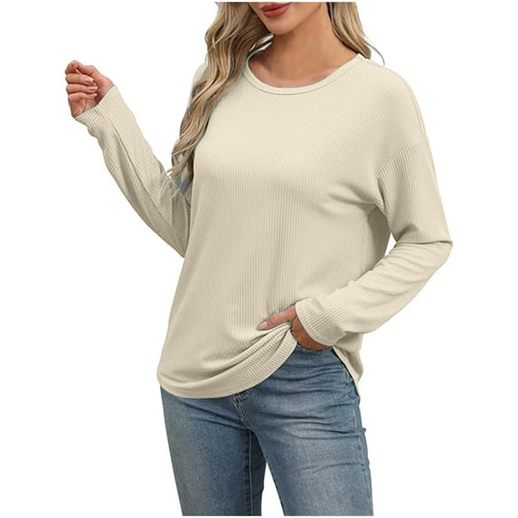 ShomPort Womens Tunic Tops Casual Crewneck Long Sleeve Shirts Lightweight Knit Pullover Sweaters Top