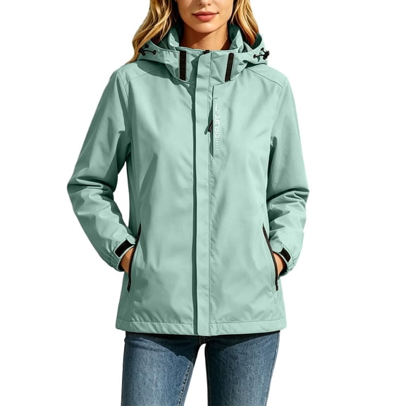 ShomPort Womens Waterproof Outdoor Jackets with Zip Pockets Thermal Windproof Winter Fall Windbreakers
