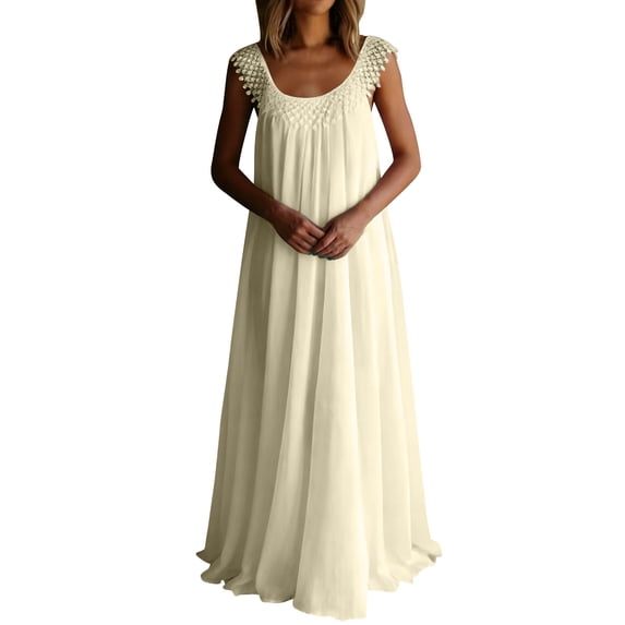ShomPort Womens Wedding Guest Dress Sleeveless Flowy Maxi Dress Gown Dress Vacation