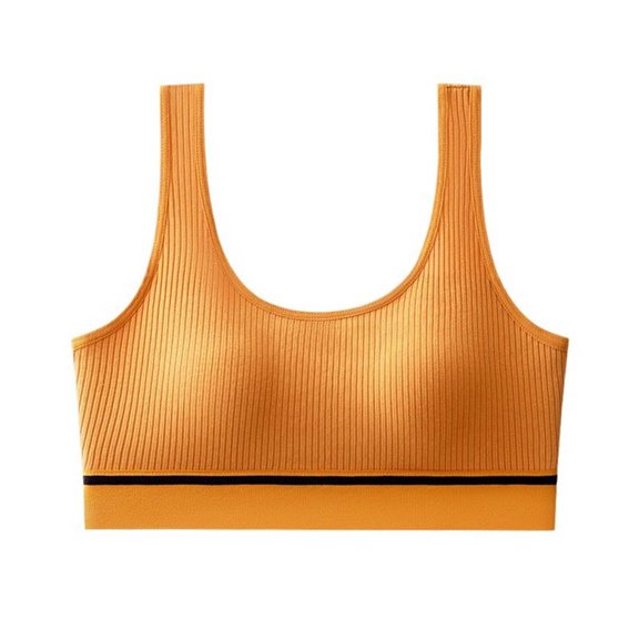 ShomPort Womens Wide Straps Bras U-Back Cotton Ribbed Seamless No Show Breathable Athletic Everyday Underwear