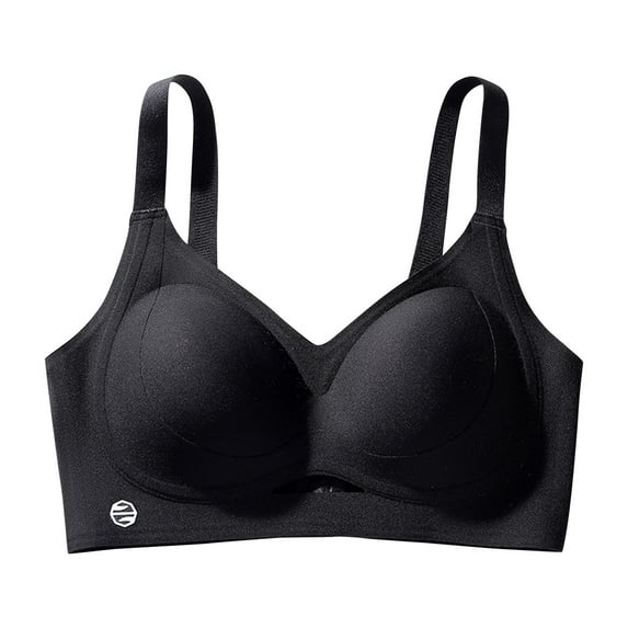 ShomPort Womens Wirefree Underwear Soft Rubber Strips Fixed Cup Regular Straps Seamless Push Up Athletic Bras