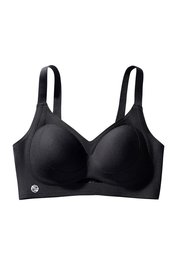 Womens Wirefree Underwear Soft Rubber Strips Fixed Cup Regular Straps Seamless Push Up Athletic Bras