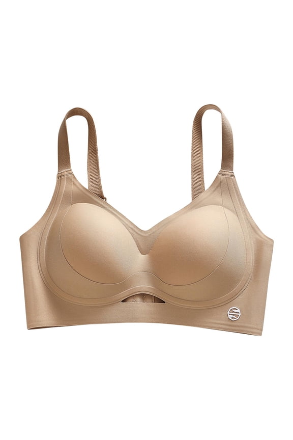 Womens Wirefree Underwear Soft Rubber Strips Fixed Cup Regular Straps Seamless Push Up Athletic Bras